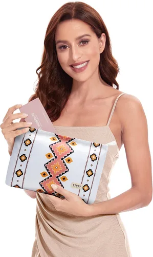 Miniatura 5 de WLLWOO - 2 bolsas de maquillaje de pana con cara sonriente, bolsa de cosméticos con cremallera interior impermeable, estuche para lápices, monedero