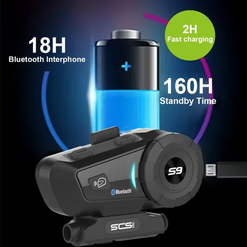 Miniatura 7 de S-9 - Auriculares Bluetooth para casco de motocicleta de 6,561.7 ft, 6 intercomunicadores, auriculares Bluetooth para motocicleta con cancelación