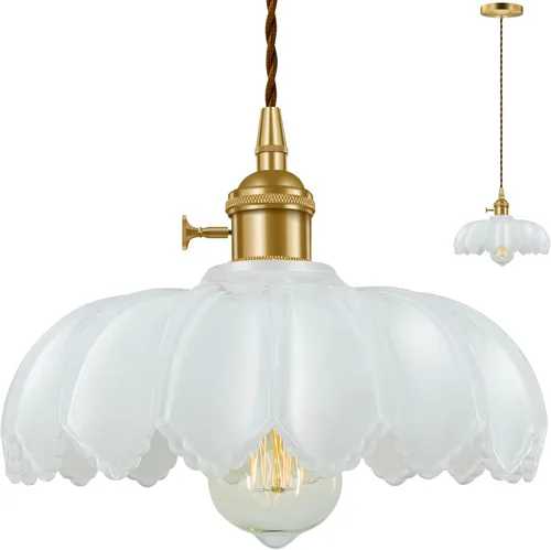Miniatura 16 de Lámpara colgante enchufable, lámpara colgante, luz colgante de cristal, lámpara de swag con interruptor de encendido/apagado en línea para isla
