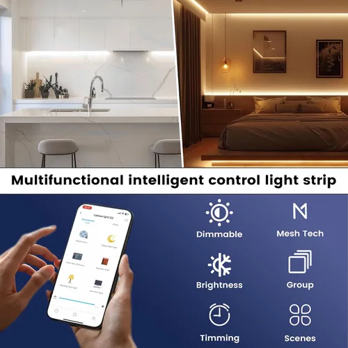 Miniatura 4 de MYPLUS Luces LED para debajo del gabinete, tira de luces LED de 16.4 pies, temperatura de color ajustable y 1123 lúmenes, regulable, 14 W, 24 V