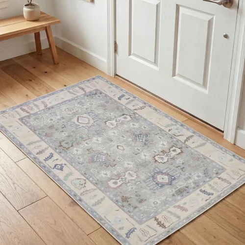 Miniatura 54 de Kuden Alfombra pequeña de 2 x 3, lavable a máquina, parte trasera antideslizante, estilo vintage, suave, pelo bajo, alfombras de área para entrada