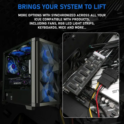 Miniatura 2 de Divisor de cabecera USB de 9 pines con cable de alimentación SATA, cable divisor USB 2.0 de 9 pines, USB macho 1 a 4 hembra, conector de extensión