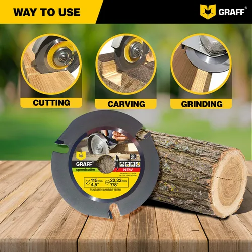 Miniatura 6 de GRAFF SPEEDCUTTER - Disco de tallado de madera de 4 ½ para amoladora angular, hoja de sierra circular para cortar, esculpir y dar forma, eje de 7/8