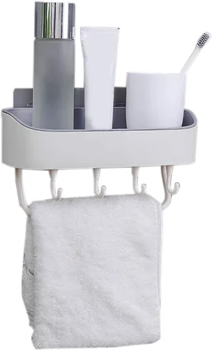 Cicilin Estantes flotantes de plástico para baño, estantes de almacenamiento montados en la pared para cocina, baño, autoadhesivos, montados en la