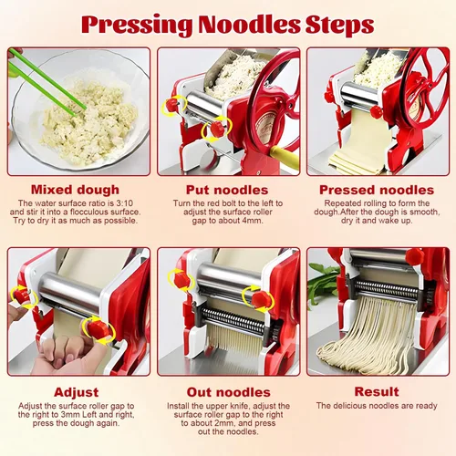 Miniatura 5 de Máquina para hacer pasta, máquina manual de fideos, rodillo de masa de pasta con cuchilla, fabricante de fideos de manivela para espaguetis