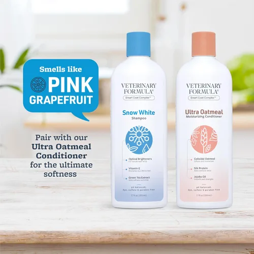 Miniatura 5 de Veterinary Formula Smart Coat Complex Snow White Shampoo para perros y gatos, 17 onzas líquidas, elimina suavemente las manchas y el amarillamiento
