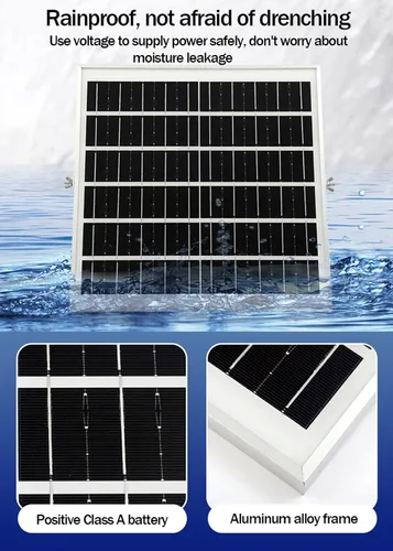 Miniatura 3 de Oxigenador de estanque solar compacto, 2600/5200mAh, negro, aluminio, alimentado por energía solar, manguera de 16.4 ft, 2 piedras de aire, volumen