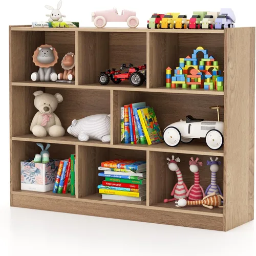 Miniatura 8 de Costzon Estantería de 3 estantes para niños, organizador de almacenamiento de juguetes de madera para libros y juguetes, estantería Montessori