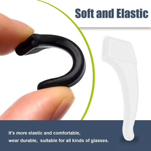 Miniatura 4 de SMARTTOP 20 pares de agarres antideslizantes para orejas de gafas, ganchos cómodos de silicona elástica, puntas de patillas de gafas, retenedor