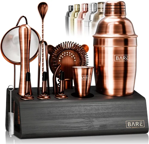 Miniatura 11 de BARE BARREL Mixology Bartender Kit Bar Set Juego de coctelera de 14 piezas Herramientas de mezcla de Martini Barware para el hogar Incluye 35