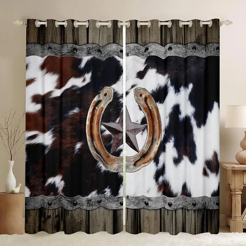 Miniatura 15 de Cortinas de ventana de herradura con estrellas de Texas, cortinas de granero de madera rústicas occidentales, 38 pulgadas de ancho x 45 pulgadas