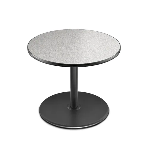 OEF Furnishings Mesa de café – Base redonda, 30 pulgadas de altura, 36 pulgadas de superficie redonda, nebulosa gris/marco negro – Capacidad de 300