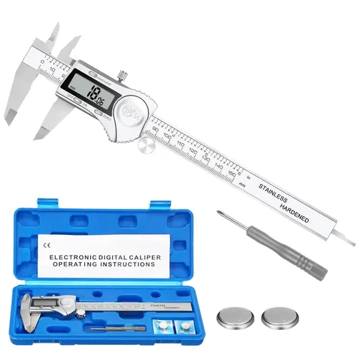 Miniatura 9 de Calibrador digital con pantalla LCD, 0 a 6 pulgadas, conversión de pulgadas/mm, función de apagado automático, muy adecuado para medir en el hogar