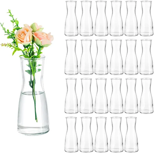 Miniatura 8 de Hewory Jarrones de Cristal para Brotes para Centros de Mesa - Juego de 12 Jarrones de Flores Pequeños Transparentes, Modernos Minimalistas Lindos