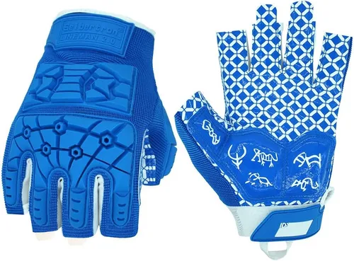 Miniatura 16 de Seibertron Lineman 2.0 - Guantes de fútbol para receptores con palma acolchada, protección contra impactos TPR flexible en la parte posterior