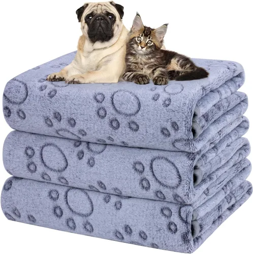 Miniatura 18 de Dono 1 paquete de 3 mantas para perros, manta de forro polar suave y esponjosa para mascotas, tapete cálido para dormir, diseño de huellas