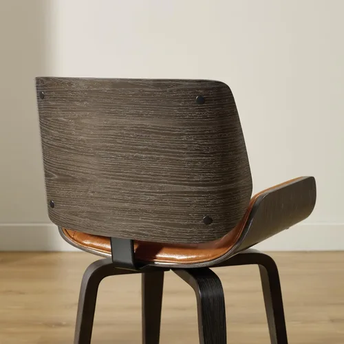 Miniatura 3 de Zouron Sillas de comedor giratorias, sillas de escritorio modernas de mediados de siglo, silla retro de piel sintética con patas de madera, silla