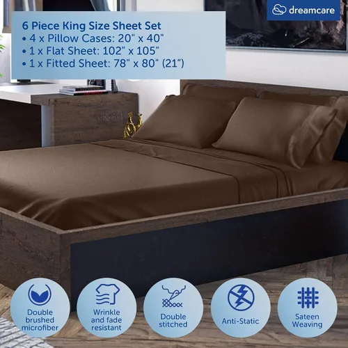 Miniatura 444 de DREAMCARE Juego de sábanas Queen – 6 piezas Sábanas de enfriamiento – hasta 15” Sábanas profundas tamaño Queen – Colección 2500 Supreme – Extra 03