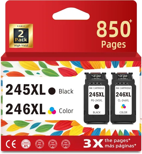 Cartuchos tinta negra y color 245XL 246XL, repuestos aptos para Canon 245, 246, 245XL y 246XL, compatibles con impresoras Pixma MG2522, TR4520,