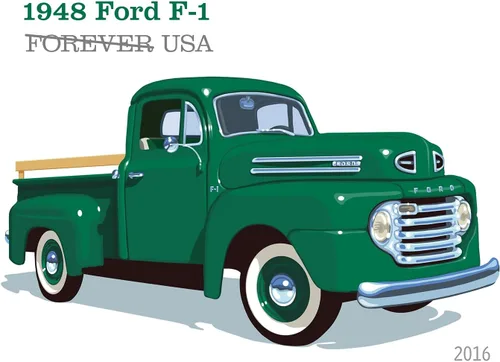 Miniatura 5 de Camionetas USPS Forever Stamp 1938 International Harvester D2 1948 Ford F1 1953 Chevrolet 1965 Ford F100 1 20 Sellos