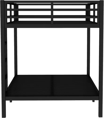 Miniatura 10 de Bellemave Litera individual sobre individual con escalera y barandillas de longitud completa, marco de cama de metal resistente con listones Negro