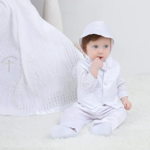 Miniatura 3 de Booulfi Baby Boy's 5 Pcs Set Christening Baptism Outfits Long Sleeve Suit