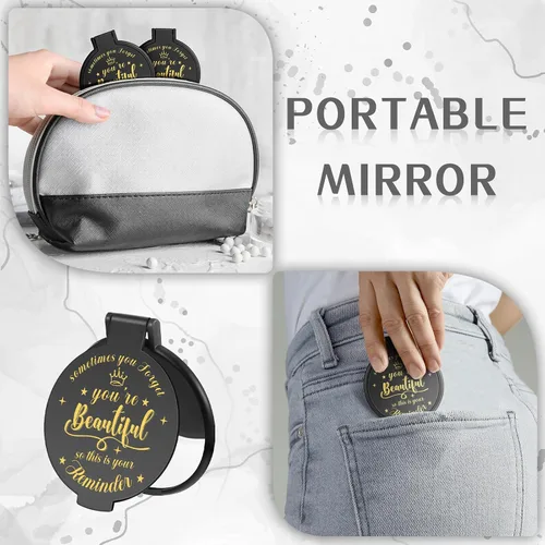 Miniatura 3 de 100 piezas de espejo compacto inspirador de 2.76 pulgadas a granel para mujeres, pequeños regalos de graduación, día de la madre, fiesta, bolso