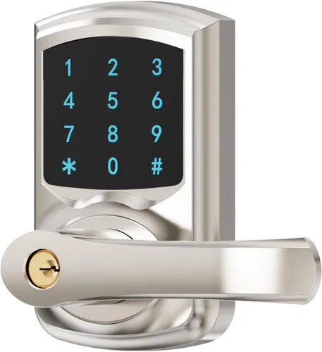 HIDALIFE Cerradura de puerta de entrada sin llave, teclado electrónico con asa, pantalla táctil, bloqueo automático, contraseña antiespía, fácil de