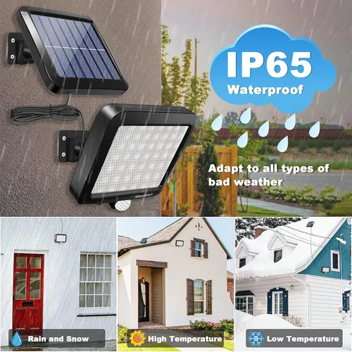 Miniatura 5 de Luces solares para pared exterior con sensor de movimiento, 56 LED ultra brillantes IP65 impermeables Luz solar separable para porche, cable de 16.4