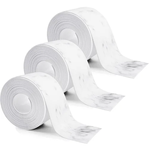 Miniatura 15 de 3 rollos de 10.5 pies de cinta de calafateo para inodoro, tira autoadhesiva de calafateado para sellado de baño, despegar y pegar, tira de calafateo