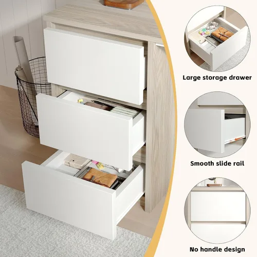 Miniatura 6 de MaverickFurni Escritorio de computadora con gabinete, escritorio pequeño de 47 pulgadas con 3 cajones para dormitorio, escritorio de estudio