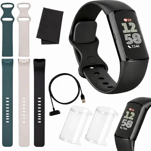 Fitbit Charge 6 - Rastreador de actividad física (paquete), color negro/obsidiana, frecuencia cardíaca, GPS, seguimiento del sueño y el estrés +