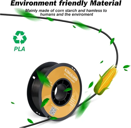 Miniatura 5 de Filamento para impresora 3D Kingroon PLA, 10 carretes, precisión dimensional +/- 0.02 mm, carrete de 10 kg (22 libras), 1.75 mm, negro