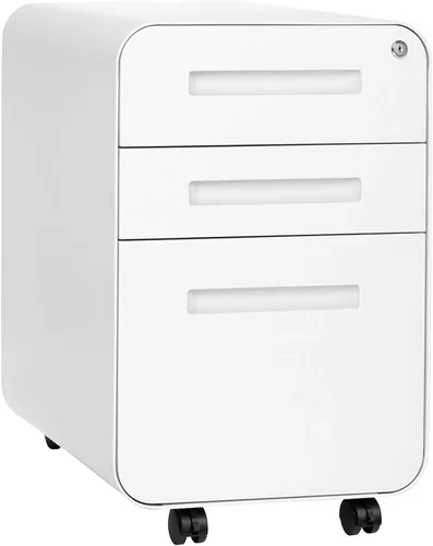 Miniatura 20 de Laura Davidson Furniture Stockpile Archivador de 3 Cajones con Cerradura - Archivador de Metal Bajo Escritorio de Oficina, Carpetas de Archivo