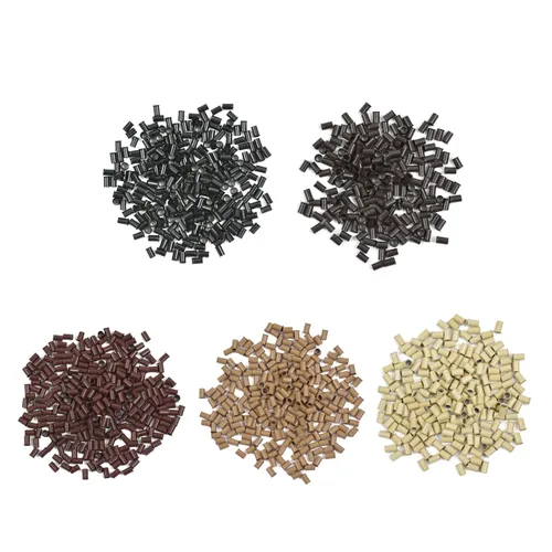 1000 piezas de microanillos de 0.134 in, cuentas de enlaces de microanillos sin silicona, tubos de cobre para extensiones de cabello (negro + marrón