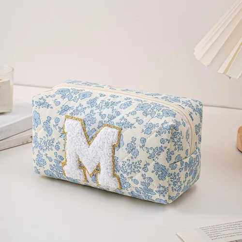 Miniatura 2 de Bolsa de maquillaje alfabética JOVAKIT, bolsa de cosméticos para mujeres, regalos de Navidad para niñas de 6 a 18 años, neceser de viaje con flores