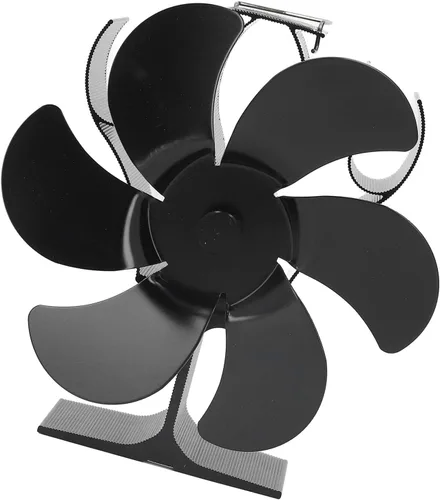 Miniatura 8 de Ventilador de estufa de 6 aspas, ventilador de estufa de leña con arranque automático, ventilador de chimenea, diámetro negro, circulación de aire