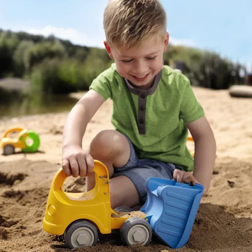 Miniatura 5 de HABA Camión volquete Juguetes de playa para niños pequeños, juguetes de construcción y artículos esenciales de playa para niños mayores de 18 meses