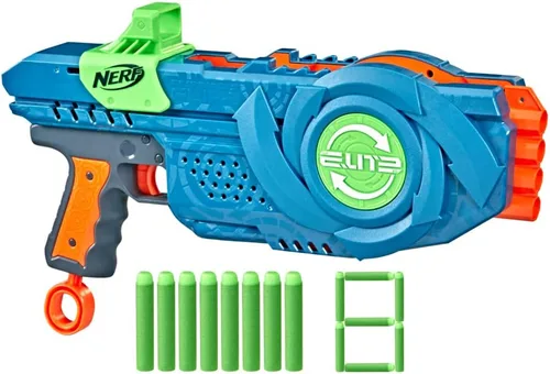 Nerf Elite 2.0 Flipshots Flip-8 Blaster con 8 cañones de dardos que giran para duplicar tu voladura, capacidad de 8 dardos, 8 dardos oficiales Nerf