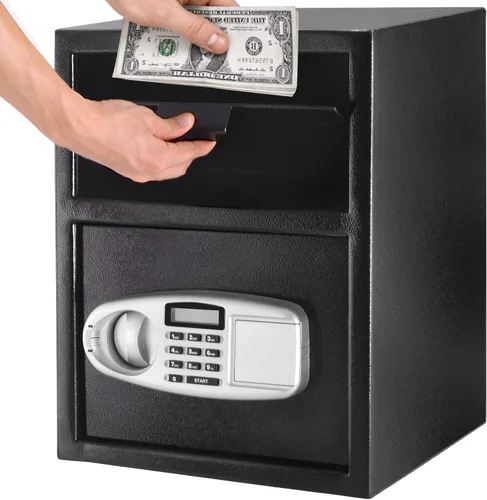 Miniatura 8 de S AFSTAR Caja fuerte digital con llaves de emergencia y ranura de depósito, caja de seguridad electrónica para dinero en efectivo, joyas