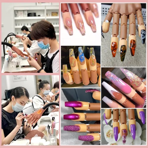 Miniatura 2 de Mano de práctica de uñas para kit de uñas acrílicas, mano de maniquí de uñas postizas para practicar uñas, dedo de entrenamiento de uñas con kit