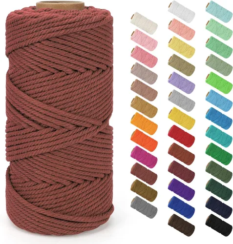Miniatura 80 de Cordón de macramé de 0.079 in x 380 yardas (1140 pies), cuerda de algodón natural para colgar en la pared, ganchos de plantas, manualidades, Beige