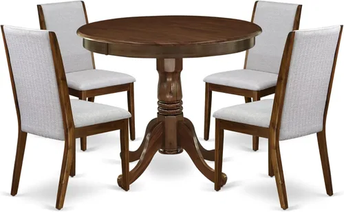 Miniatura 14 de East West Furniture ANLA3-ABK-47 - Juego de muebles de comedor de 3 piezas que contiene una mesa de cocina redonda con pedestal y 2 sillas