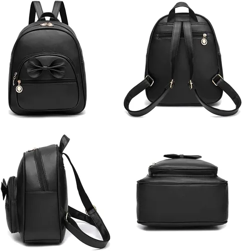 Miniatura 5 de Linda mini mochila de cuero a la moda para niñas y mujeres, Rosa-grande, M, Mochilas Daypack