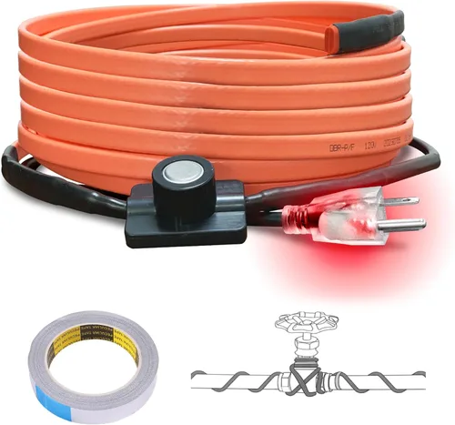 Miniatura 9 de Cupohus Cinta térmica para tuberías de agua con termostato de 6 pies, protección contra congelación, cable de rastro de calor autorregulable