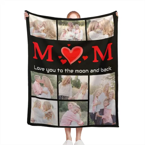 Miniatura 22 de Manta personalizada con texto de fotos, manta personalizada con mis propias fotos, manta conmemorativa personalizada para madres para mamá, papá
