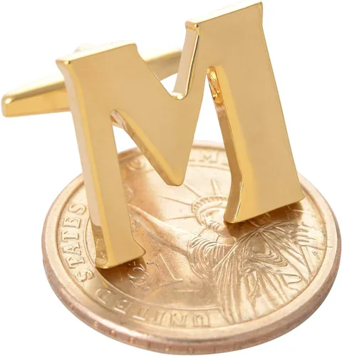 Miniatura 2 de Gemelosmancuernas de oro con el alfabeto con caja de regalo, para hombres