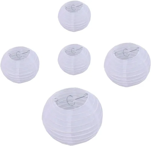 Miniatura 3 de KEMANI Faroles decorativos de papel blanco de 10 pulgadas, colgantes redondos, suministros de fiesta para cumpleaños, bodas, Navidad, novias