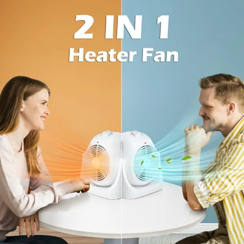 Miniatura 2 de LifePlus Combo de Ventilador y Calentador 2 en 1, Ventilador de Escritorio de Enfriamiento Portátil, Ventilador Circulador de Aire Inclinación