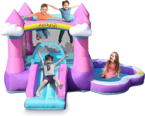 Miniatura 10 de AirMyFun Casa Inflable de Rebote de Dinosaurio para Niños de 3-8 con Soplador – Castillo Inflable Grande con Tobogán, Castillo de Salto para Niños